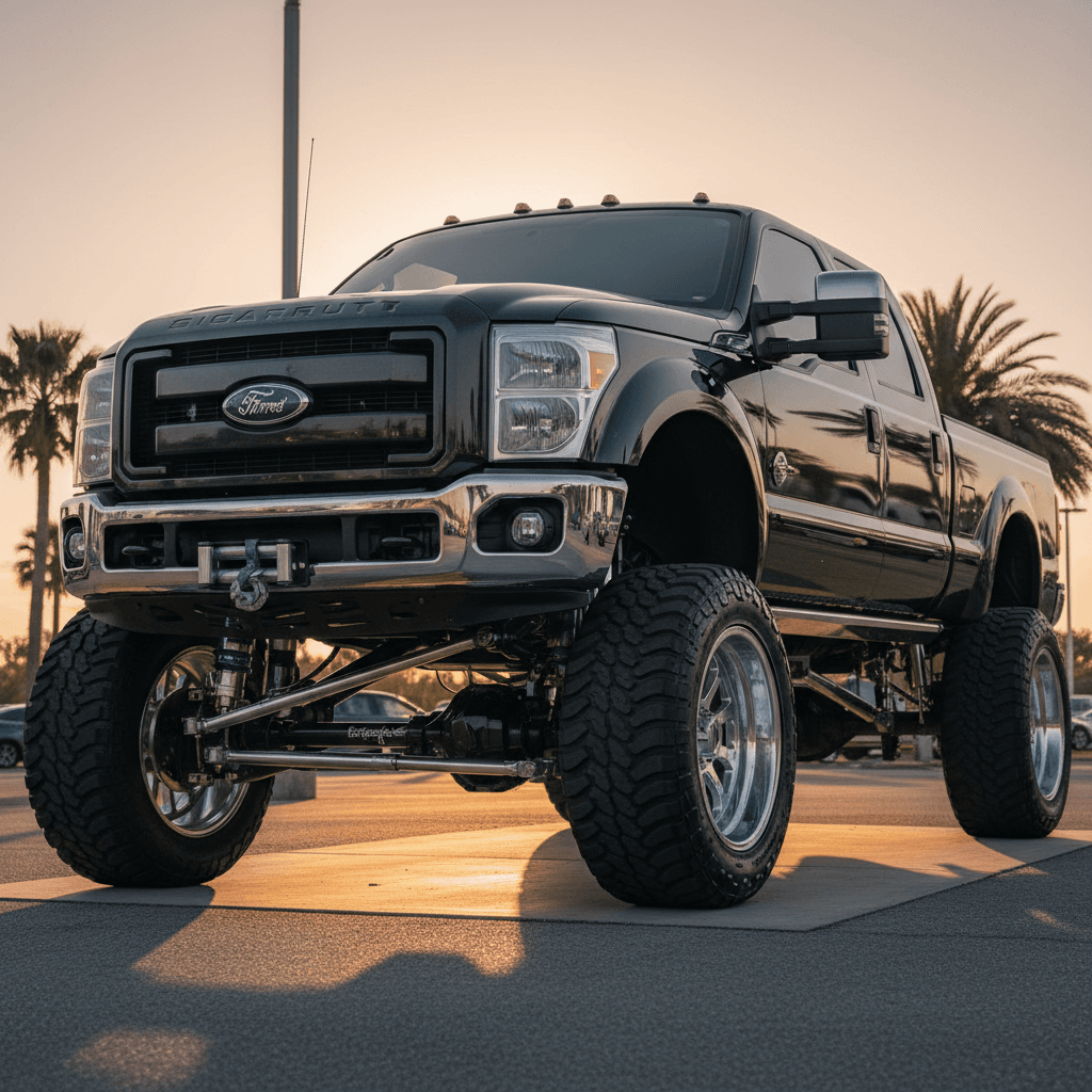 Customized lifted truck with custom modifications